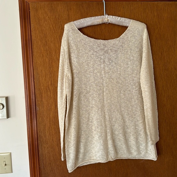 New Zara top. Slightly sheer with a sheen. V in back. Loose fit, size large. - Picture 1 of 4